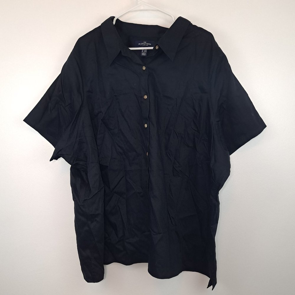 Lands End Outfitters Cotton Black Button Up Blouse Top Shirt